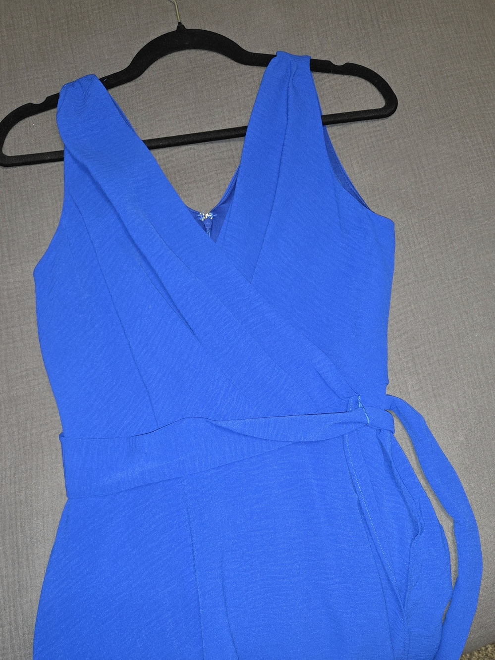 DKNY Cobalt Blue Faux Wrap-Front Dress with Self-Tie Waist